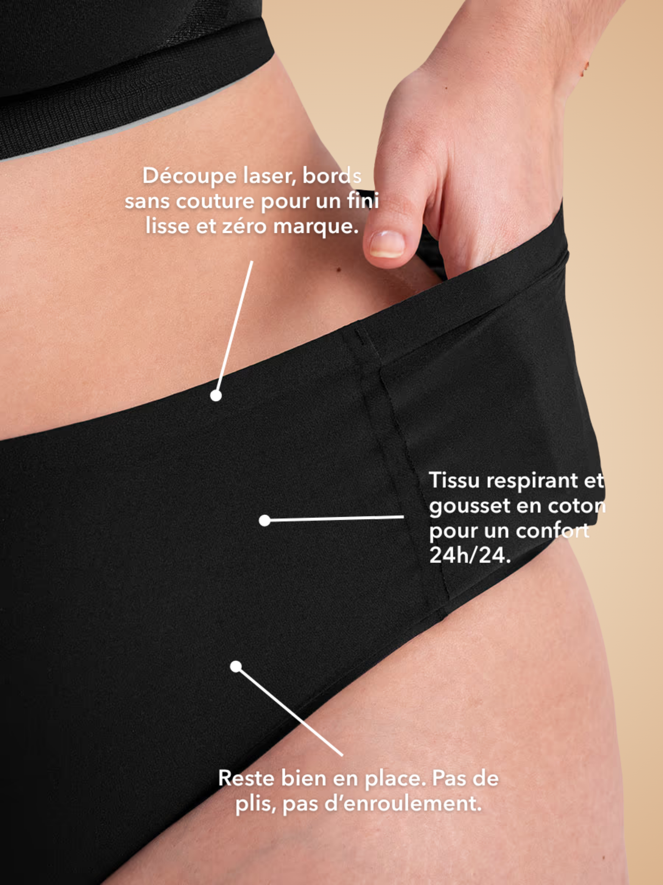 Culotte 0 couture | Effet mémoire de formes, zéro irritation, zéro ajustement