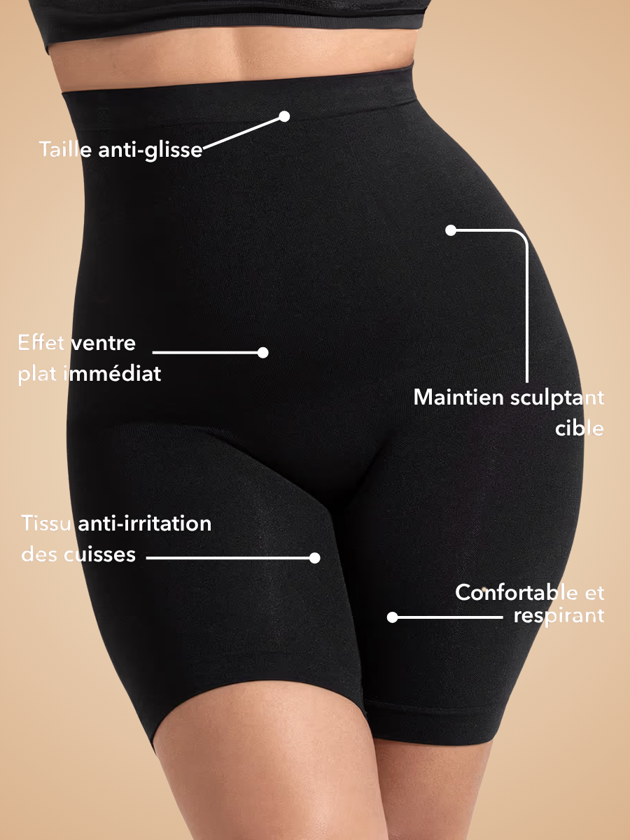Shorty gainant taille haute | Effet Ventre plat immédiat, silhouette affinée sans effort